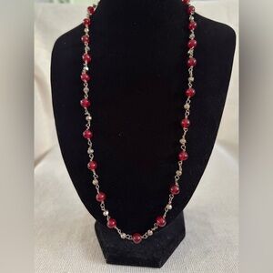 Vintage Classic Red Bead Long Necklace - Women's Jewelry